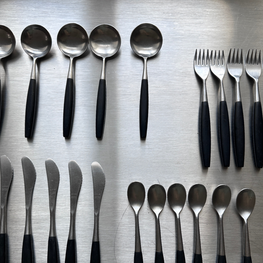 vintage „Butler Sheffield England – SHEBA Stainless“ stalo įrankių rinkinys
