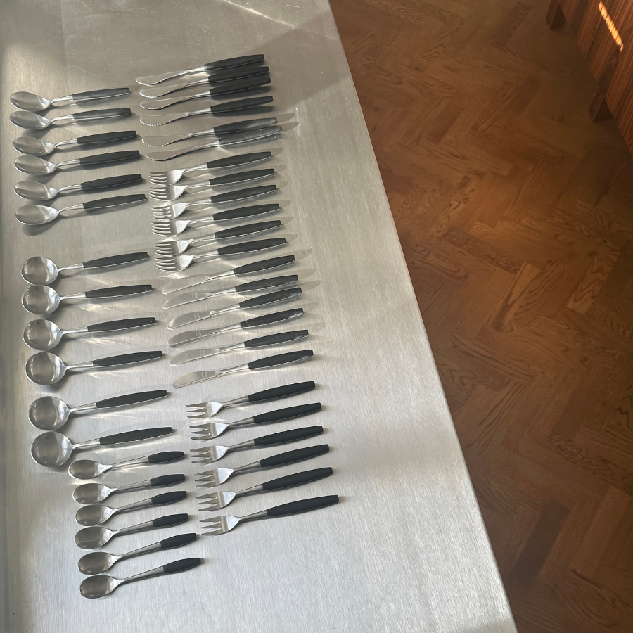 vintage „Butler Sheffield England – SHEBA Stainless“ stalo įrankių rinkinys