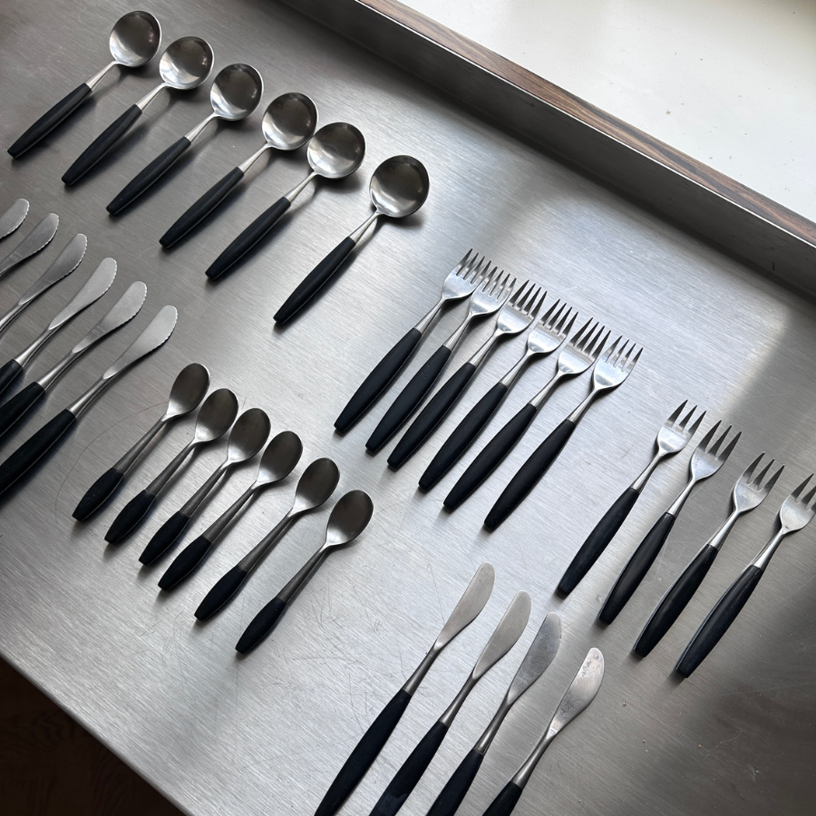 vintage „Butler Sheffield England – SHEBA Stainless“ stalo įrankių rinkinys