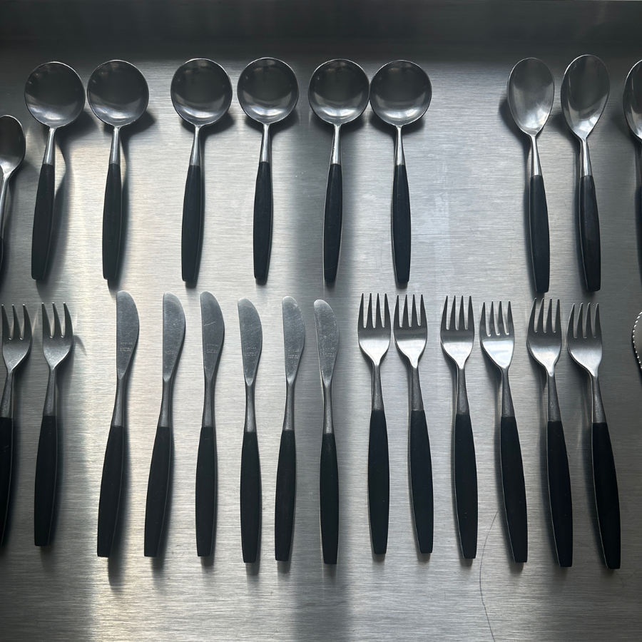 vintage „Butler Sheffield England – SHEBA Stainless“ stalo įrankių rinkinys