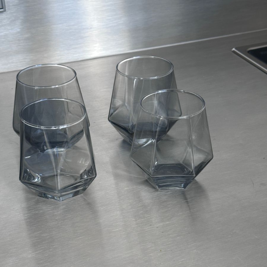 geometrinės stiklinės, rinkinys